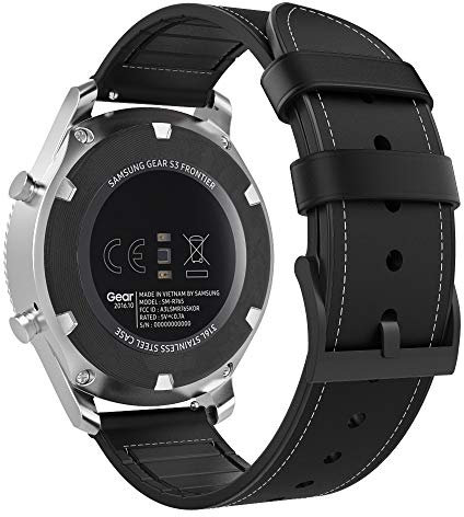 MoKo Correa Compatible con Samsung Galaxy Watch 3 45mm/Galaxy Watch 46mm/Gear S3 Frontier/Huawei Watch GT/GT2/GT3/GT4/GT2 Pro/Ticwatch Pro 3, 22mm Pulsera de Silicona de Cuero Híbrido, Negro