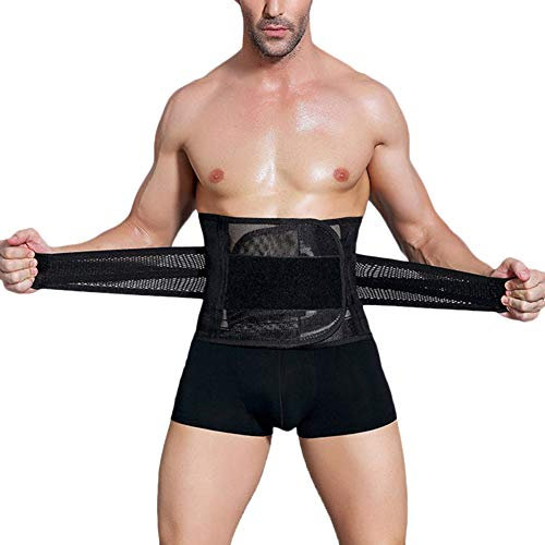 GELing Herren Body Shaper Taillenmieder Elastisch Figurformend Shapwear Bauchgürtel Funktiongürtel Bauchweggürtel Schwarz XXL