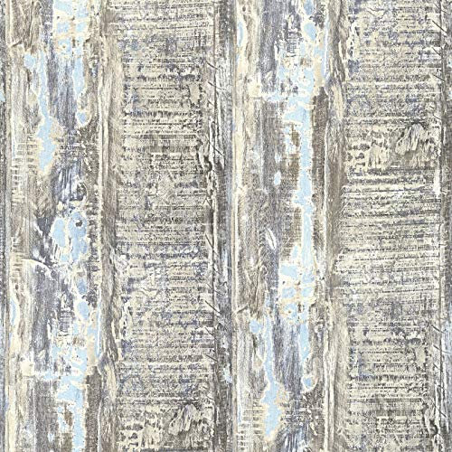 BRICOFLOR Papier peint moderne effet bois | Tapisserie imitation bois planches vieillies gris bleu | Papiers peints parfaits pour salon & cuisine