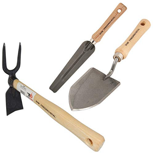 Gartenwerkzeug-Set - Blumenkelle, Unkrautstecher, Häulein Gartenhacke mit Holzstiel von SHW-FIRE