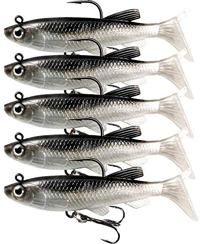 VMSIXVM Soft Fishing Lures Paddle Tail Swim Baits for Bass Fishing
