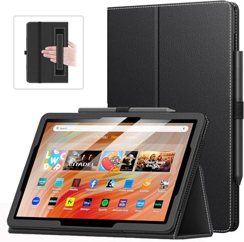 MoKo Hülle Kompatibel mit All-New Amazon Kindle Fire HD 10 & 10 Plus Tablet (13./11. Generation, 2023/2021) 10,1 - Schlank Klappbar Ständer Hülle mit Auto Schlaf/Aufwach Funktion, Schwarz