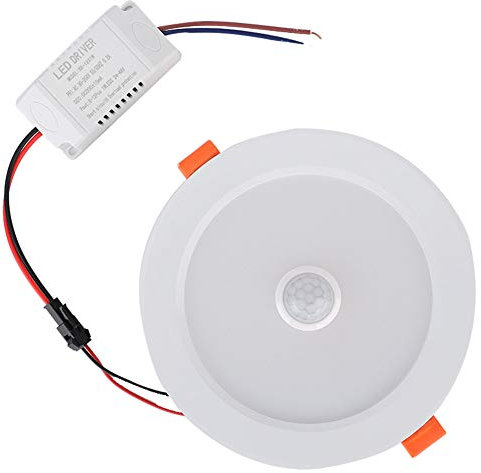 EVTSCAN Lámpara de techo LED con sensor de movimiento, 12 W AC85-265V Lámpara de techo LED Downlight Sensor de cuerpo humano Lámpara empotrada, para el hogar, interior, sala de estar(Blanco cálido)
