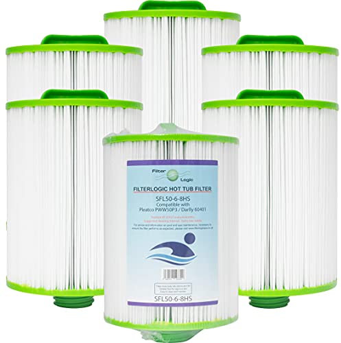 Filterlogic SFL50-6-8HS | 6X Wasserfilter kompatibel mit Pleatco PWW50P3, PWW50-P3, PWW50P3-M, Unicel 6CH-940, Magnum WY45 Filterkartusche Whirlpoolfilter Poolfilter Spafilter Filter