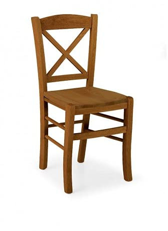 Mar.c.a. Design - Juego de 2 sillas modelo cruz totalmente de madera de haya de nogal oscuro | Silla apta para comedor, cocina y salón, oficina y entrada - Fabricado en Italia | Medidas 46 x 45 x 80