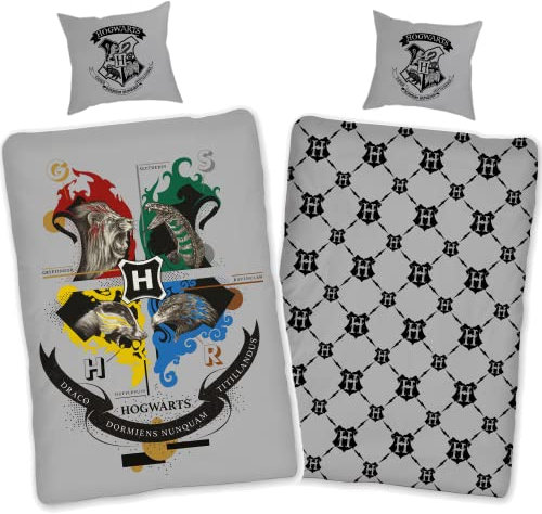 Harry Potter Bettwäsche 135x200 80x80 Kissenbezug Wendemotiv Hogwarts 100% Baumwolle Öko Tex Standard Deutsche Größe