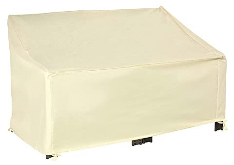 Outsunny Funda Protectora para Banco de 2 Plazas 140x84x56/94 cm Cubierta de Muebles Exterior Tela Oxford 600D con Recubrimiento Impermeable para Jardín Patio Terraza Crema