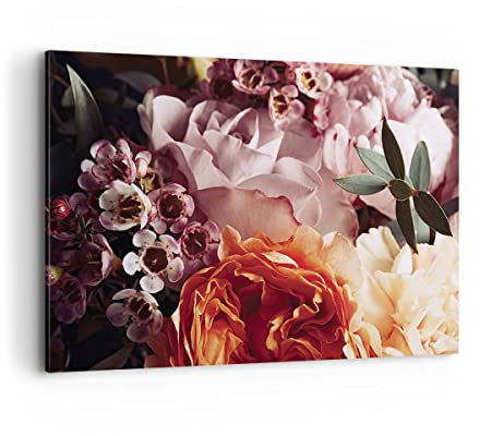 ARTTOR Bilder auf Leinwand 100x70cm Leinwandbild Blumen Getreide Rosen Groß Wanddeko Bild Schlafzimmer Küche Deko Wandbilder Dekoration Wohnzimmer Wall Decor Canvas Wand Kunstdruck Art AA100x70-4692