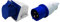 Electraline 80868, Prise industrielle Murale inclinée, 32A, 2P + T, 380V, IP44, Bleu & 80855 Fiche électrique industrielle, IEC, 16A, 2P+E, 220V, IP44, Bleu