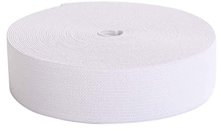 Trimming Shop Bande élastique plate de 32 mm de large, bande élastique extensible pour couture de vêtements, vêtements, couture, projets de bricolage, blanc, 1 mètre