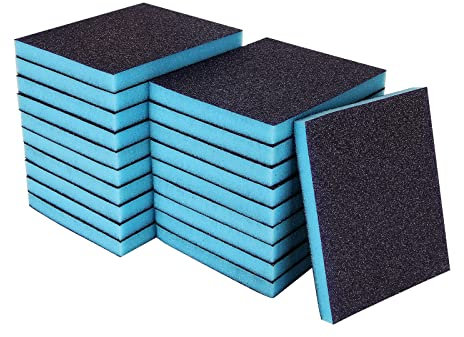 MIVIDE 20 Pack Sanding Sponges 120 Grits, Sponge Sanding Pads Blocks Wet and Dry Dual-use, Reusable Sanding Blocks for Wood, Metal, Plastic, polishing, Cleaning, DIY