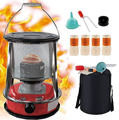 FXNFXLA Kerosene Heater for Indoor Outdoor Use, Kerosene Stove Heater with Stove Bag, Lightweight Portable Stainless Steel Oil Heater, for Home Indoor Outdoor Camping Deck(Color:Red 4.6L)