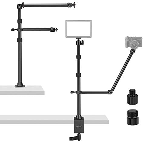 NEEWER Kamera Tischständer mit 2 zusätzlichen Haltearmen, Overhead Kamerahalterung Tischplatte C Clamp 360° schwenkbare Kugelköpfe für DSLR, Webcam, Fotografie, Videografie, Live Streaming, Zoomanrufe