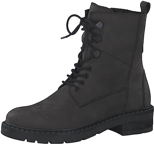 MARCO TOZZI Damen Stiefeletten zum Schnüren aus Leder Flach, Grau (Anthracite N.C), 42