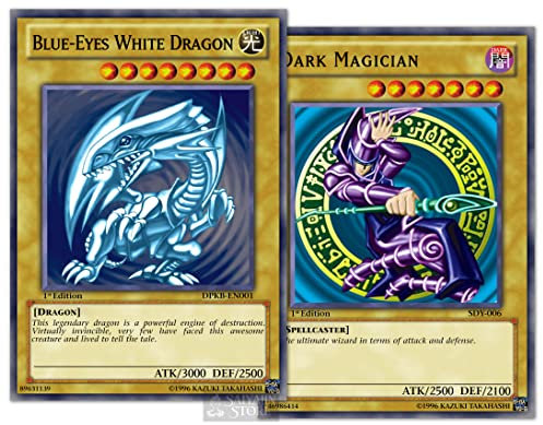 YU GI OH Anime Karten als Poster, Blue-Eyes White Dragon/Dark Magician | 2er Set DIN A3 (297 x 420 mm) Matt