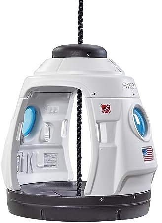 Step2 Space Capsule Swing 2-in-1, Balançoire ou Maisonnette de Jeux | Balançoire Double Capsule de l'espace Noire/Blanche, intérieur/extérieur, 2 Enfants | Balançoire pour Enfants pour Le Jardin