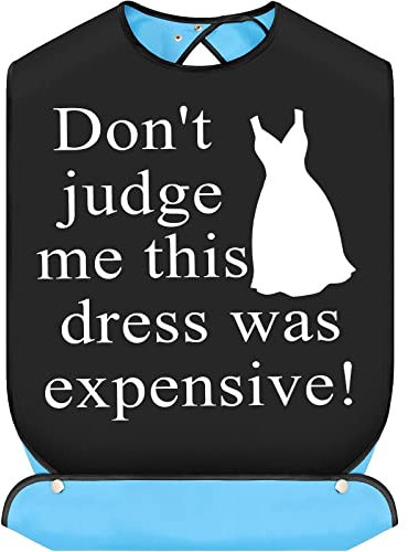 BWWKTOP Braut-Lätzchen mit Krümelfänger, Brautschmuck, Brautjungfer, Kleidung, Schutz, Geschenk, Erwachsenen-Lätzchen für Hochzeit, Party (Don't judge me)