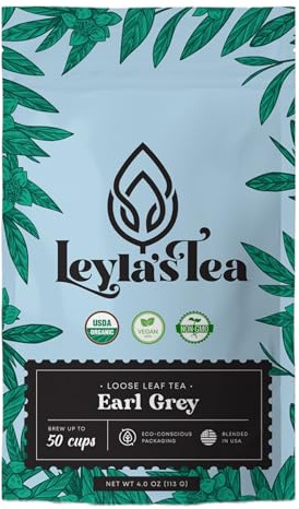 Earl Grey Loose Leaf Green Tea 4 OZ| Eco-Conscious Biodegradable Kraft Bag | by Leyla's Tea