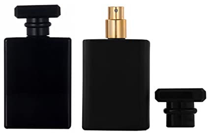 YORROR 2 flaconi spray in vetro da 100 ml, nebulizzatore per profumo ricaricabile, per uomini e donne, contenitori vuoti per profumo, bottiglie da viaggio in vetro (nero)