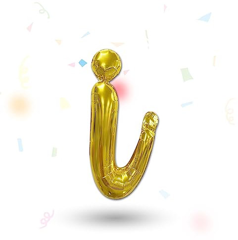 FUNXGO Folienballon Buchstaben Gold i - Buchstaben Luftballon Klein i - ca. 40cm Nur Luftfüllung - Ideal für Geburtstag, Hochzeit & Party Deko - Ballon Buchstabe I Gold