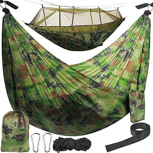 KOKOBOX Hamaca con Mosquitera Hamaca Camping 260 X 140 Cm Hamaca Jardin Exterior Hamaca Arbol Hamacas Colgantes Hamaca Portatil Estilo Paracaídas De Nylon Transpirable Y De Secado Rápido