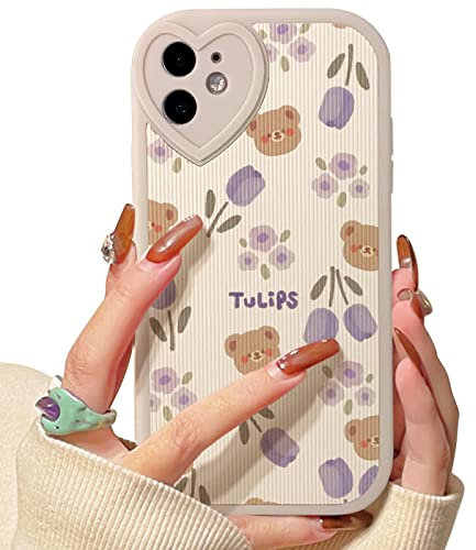 NITITOP Kompatibel mit iPhone 11 Hülle Niedliches Design mit Herz-Muster Liebevoll Gestaltet für Damen und Mädchen Weiches Silikon Stoßfestes - Bärenblume