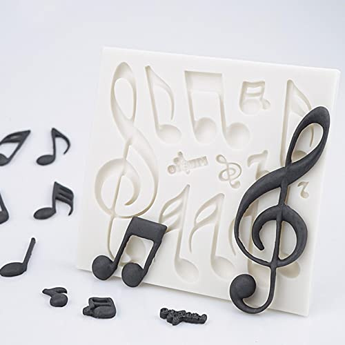 Silikonform zum Backen, 11 x 10,6 x 1 cm, schöne Musik, bunte Noten in verschiedenen Formen und Größen, Fondant, Kuchenform, Schokoladenform für Küche, Backen, Kuchenwerkzeug