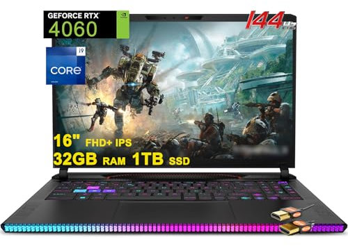 MSI Raider GE68HX Gaming Laptop 16 FHD+ IPS 144Hz Intel 24-core i9-13950HX 32GB RAM 1TB SSD GeForce RTX 4060 8GB RGB Backlit Thunderbolt4 USB-C Dynaudio FHD Privacy Webcam Win11 Black + HDMI Cable
