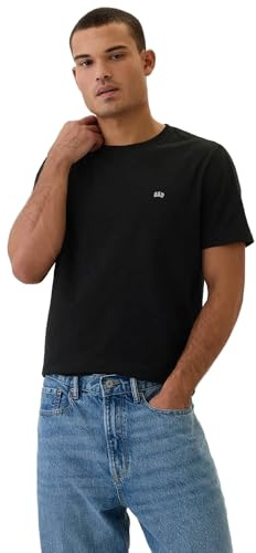 Gap Herren-T-Shirt mit Rundhalsausschnitt und weichem Micro-Logo, True Black V2, Mittel