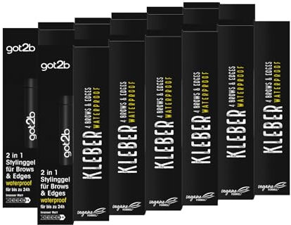 got2b Kleber 4 Brows & Edges Waterproof (12 x 16 ml), 2in1 Brow Gel & Haar Mascara, schweiß- & wasserfest für bis zu 24 h Halt, mit praktischer Eyebrow Brush zum Stylen von Haarkonturen & Edges