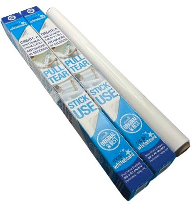 2 Rolls of Magic Whiteboard Sheets - A1 Static & Portable White Board for Walls, Doors, Windows, Fridges, & Glass - Easy Clean, Plain White Dry Erase Board for School & Office. 25 Sheets per roll