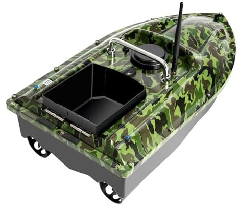 Sengfwin Bateau Télécommandé Amorceur Peche Carpe d'Appât sans Fil Pêche Bateau d'Amorce 500 M Double Moteurs Croisière Automatique Double Moteur, Grand Capacité 1.5 KG, Camouflage
