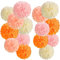SUNBEAUTY 15 Pcs Tissue Paper Pom Poms Orange Pink Party Decorations Hanging Orange Tissue Paper Flowers for Wedding Birthday Baby Shower Prom Garden Boho Party Home Backdrop