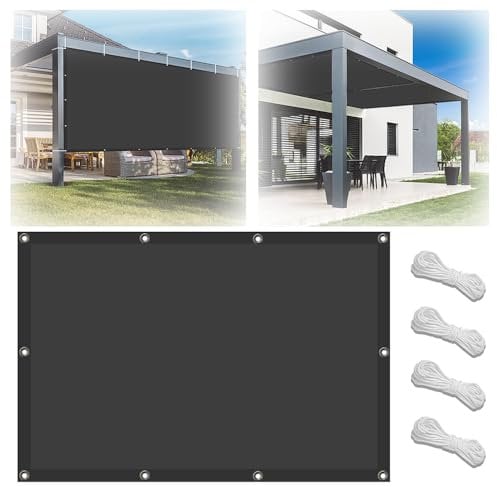 NEWFUN Toldos Exterior Terraza, 3 x 3m Lonas para Terrazas Exteriores,Lona por Parasol, Protección Impermeable UV Toldo de Protección Solar con Ojales y Cordón para Jardín Terraza Tejado Toldo de Sol