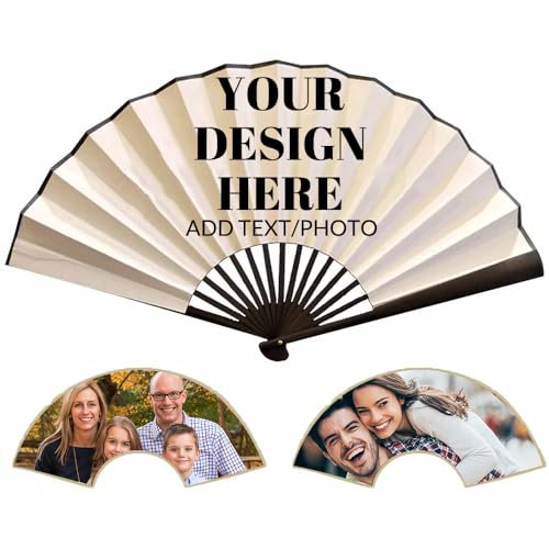 LLLGSH Custom Folding Fan with Photo - Personalized Custom Wooden Folding Fans - with Photo and Text - for Dancing Cosplay Wedding Party Props - Gift for Friends