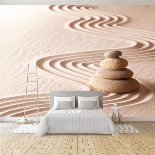 Fototapete Steine ​​Sand 250 x 175 cm Vlies Tapete 3D Effekt Moderne Wandtapete Dekoration, für Wohnzimmer Schlafzimmer TV-Hintergrund Wanddeko Wallpaper