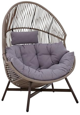 Oviala Fauteuil de Jardin Oeuf sur Pied en rotin synthétique 142 cm Beige