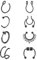 JFORYOU 8 Pièces Acier Inoxydable Faux Anneau Bague de Nez Non piercé False Magnétique Septum Lip Tragus Boucle d'oreille Noir Bijoux de Piercing