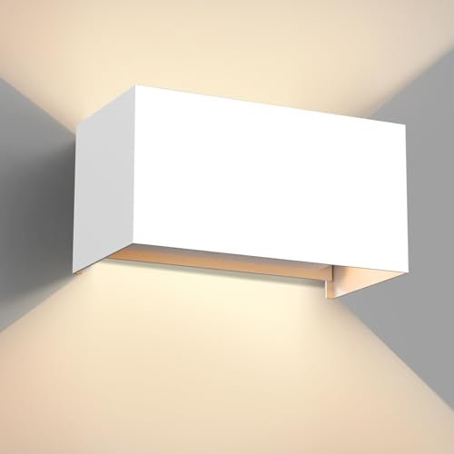 vatato LED Wandleuchte 24W, 3000K Außenlampe Außenleuchte Warmweiß, IP65 Innen/Aussen Aluminium Wandlampe, Außenwandleuchte Mit Einstellbar Abstrahlwinkel (Weiß)