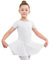 BALAYSIER Ballettkleidung Mädchen Ballettkleid Kurzarm Balletttrikot Baumwolle Tanzkleid Tanzbody Mit Chiffon Rock Tütü(Weiß, 130)