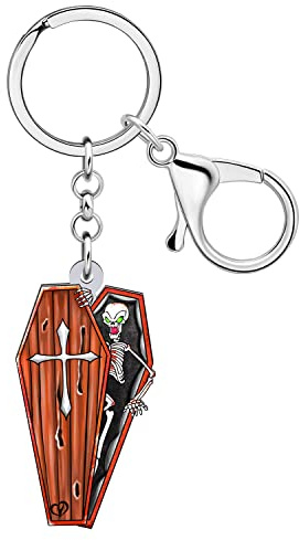 BAMAY Acryl Hallween Sarg Schlüsselanhänger Auto Schlüsselanhänger Zubehör Geldbörse Geldbeutel Charms Horror Geschenke für Frauen Mädchen (Braun)
