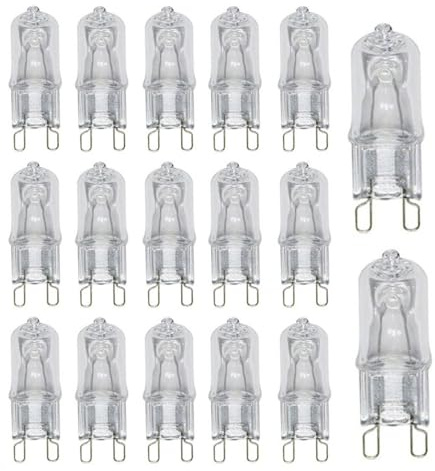UGEFKMQ Kapsel Lampe G9 230V 25W Halogenlampen G9 40W Halogen Leuchtmittel warmweiß für Backofenlampe, Deckenleuchten, Leuchter dimmbar 20 Stück, 20 W