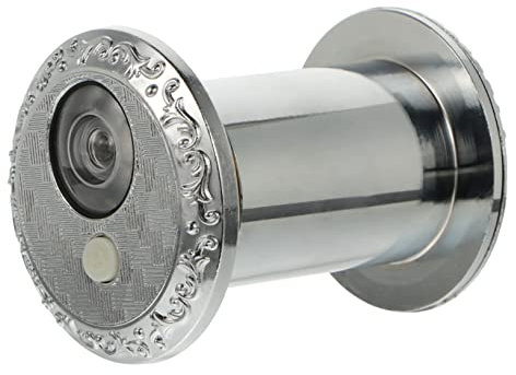 Mikikit Peephole Doorbell with Cover Battery Doorbell Door Viewer Door Hardware Door Viewer Door Peephole Reverse Peephole Viewer Security Door Silver Zinc Alloy