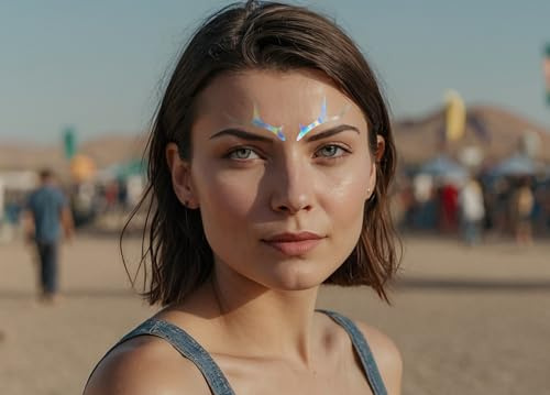Eyeliner Sticker | Lidstrich Aufkleber holografisch | Festival Make-Up | Face Gem (Silber, Dornen)