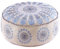 Mandala Life ART Blauer Pouf Rund Mit Füllung Sitzpouf Groß Dekorist Cozy Groß Bodenkissen Boho Haustierbett Orientalische Sitzecke 100% Baumwolle 60X20Cm