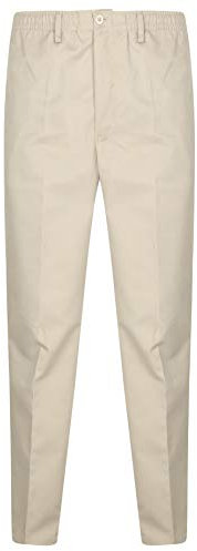 AR Paris Fashions® Mens Smart Rugby Trousers Full Elasticated Stretch Waist Band Casual Workwear Straight Leg Formal Office Work Bottom Pants (Stone, 40W-29L)