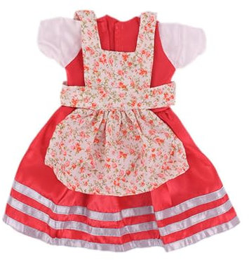 Codulu 18 Zoll Amerikanische Puppen Kleidung Vintage Blumen Kleider Casual Kleider Zubehör für 43-46cm-1 Satz-Rot