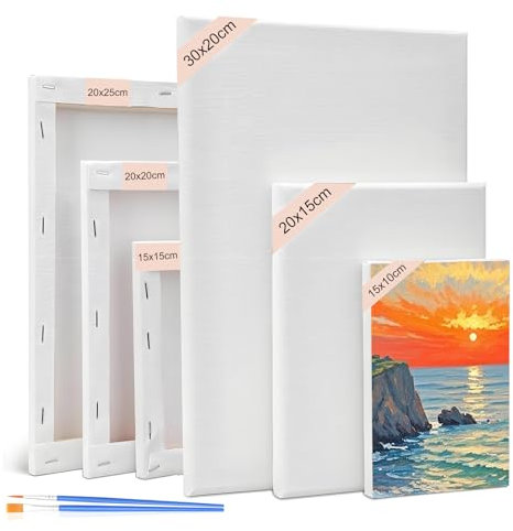 Toile Peinture, 6Pcs Canvas Toile Peinture, Cadre de toile blanc, Peinture sur toile, Tableau d'artiste, images pour Peinture à l'huile, croquis Acryliques, Panneaux de toile pour Amateurs et Artistes