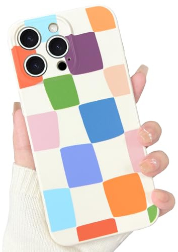VCGFJD Kompatibel mit iPhone 13 Pro Max Hülle, Cute Checkerboard Blocks Ästhetisches Muster für Frauen Mädchen Trendy Slim TPU Stoßfest Linsenschutz Handyhülle Bunt