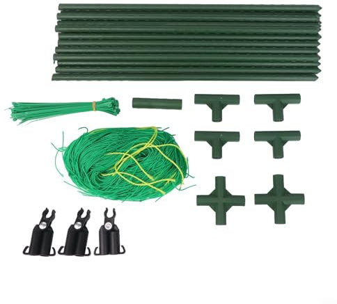 Eawfgtuw Metall-A-Rahmen-Garten-Rankgitter, Pflanzenstützstruktur, Kletterpflanzengitter, Gemüsegarten-Rankgitter, zum Klettern von Gemüse, Gurken, Erbsen, mit Netz, werkzeuglose Montage (80 x 80 cm)